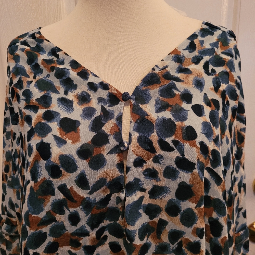 Belle By Kim Gravel Top Blouse Size 4X 4XL Career Work Cheetah Animal Print